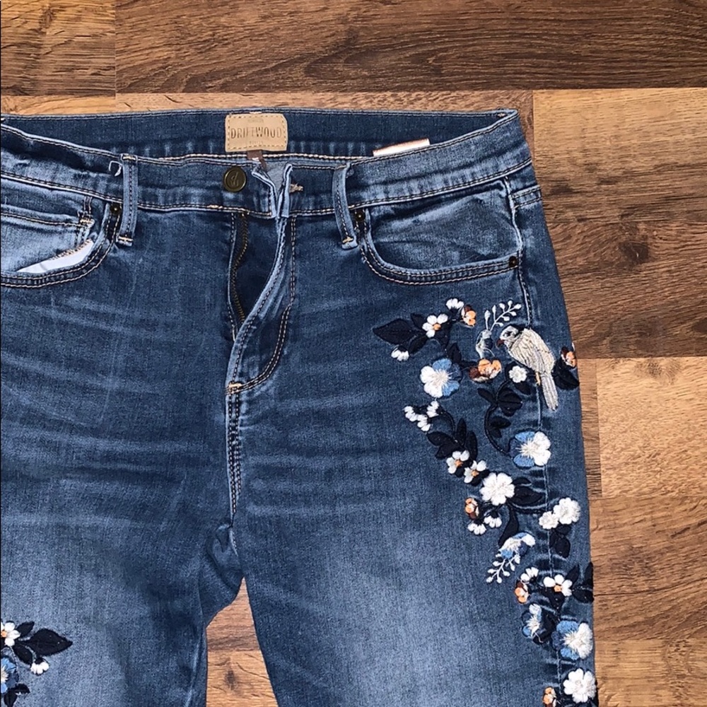 FREE PEOPLE driftwood Embroidered skinny jeans